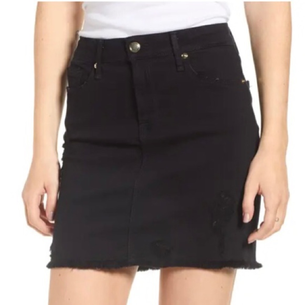 Good American Black Raw Edge Denim Mini Skirt 3X NEW